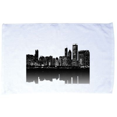 Chicago City Skyline Lights At Night Microfiber Hand Towel