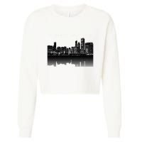 Chicago City Skyline Lights At Night Cropped Pullover Crew
