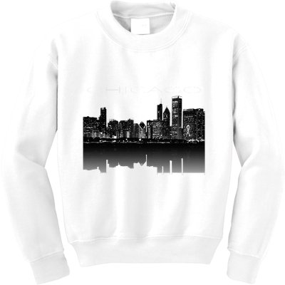 Chicago City Skyline Lights At Night Kids Sweatshirt