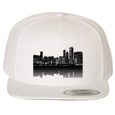 Chicago City Skyline Lights At Night Wool Snapback Cap