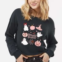 Cute Coquette Spooky Season Cropped Pullover Crew