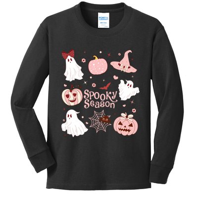Cute Coquette Spooky Season Kids Long Sleeve Shirt