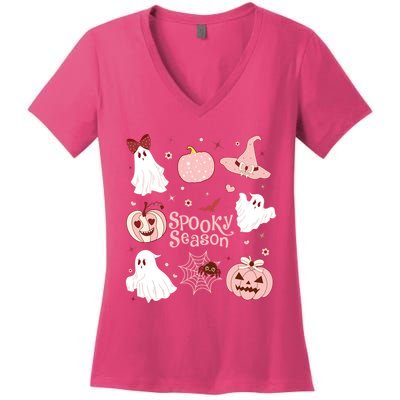 Cute Coquette Spooky Season Women's V-Neck T-Shirt
