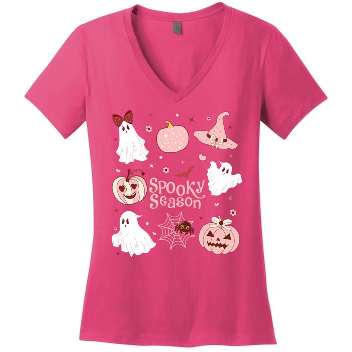 Cute Coquette Spooky Season Women's V-Neck T-Shirt