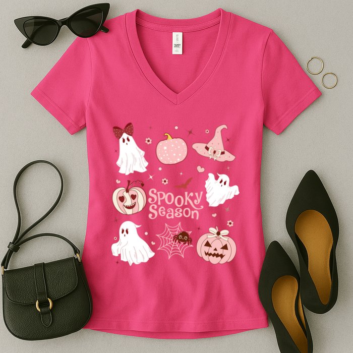 Cute Coquette Spooky Season Women's V-Neck T-Shirt