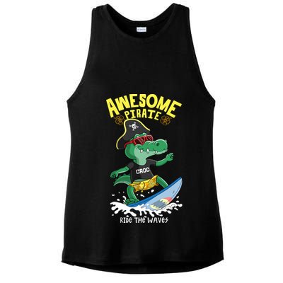 Cool Crocodile Surfing Ladies PosiCharge Tri-Blend Wicking Tank