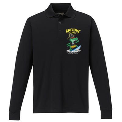 Cool Crocodile Surfing Performance Long Sleeve Polo