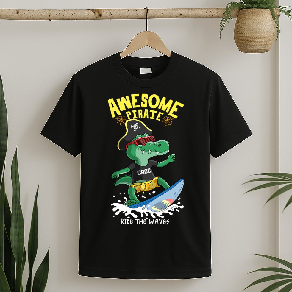 Cool Crocodile Surfing T-Shirt