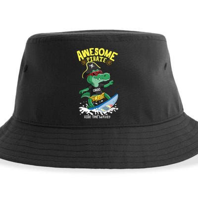 Cool Crocodile Surfing Sustainable Bucket Hat