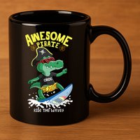 Cool Crocodile Surfing 11oz C Handle Ceramic Mug