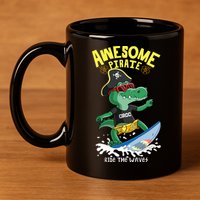 Cool Crocodile Surfing 11oz C Handle Ceramic Mug