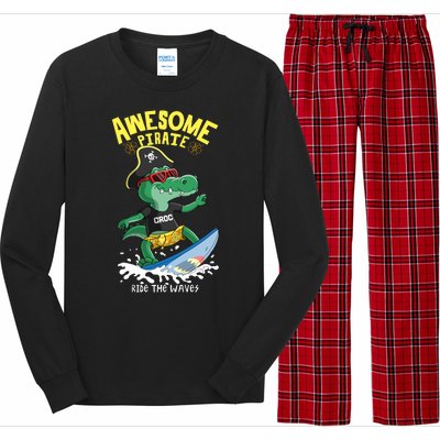 Cool Crocodile Surfing Long Sleeve Pajama Set