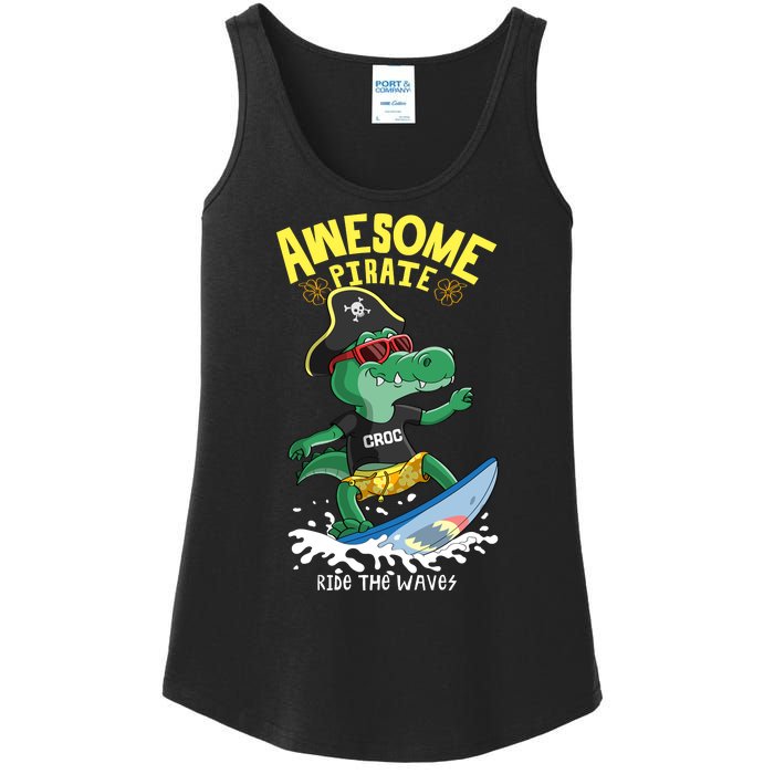 Cool Crocodile Surfing Ladies Essential Tank