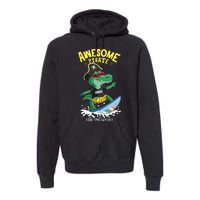 Cool Crocodile Surfing Premium Hoodie