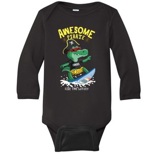 Cool Crocodile Surfing Baby Long Sleeve Bodysuit