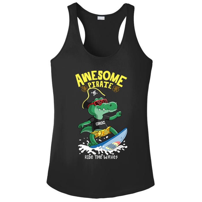Cool Crocodile Surfing Ladies PosiCharge Competitor Racerback Tank