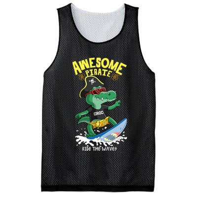 Cool Crocodile Surfing Mesh Reversible Basketball Jersey Tank