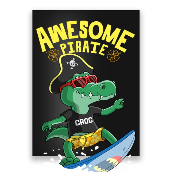 Cool Crocodile Surfing Poster