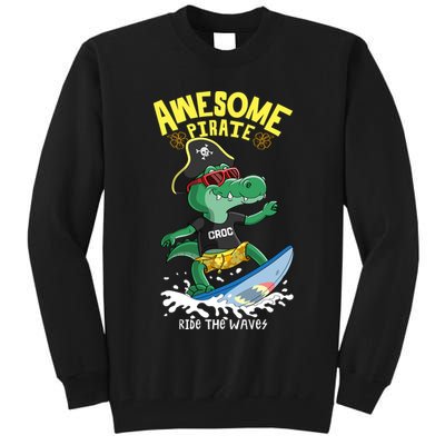 Cool Crocodile Surfing Tall Sweatshirt