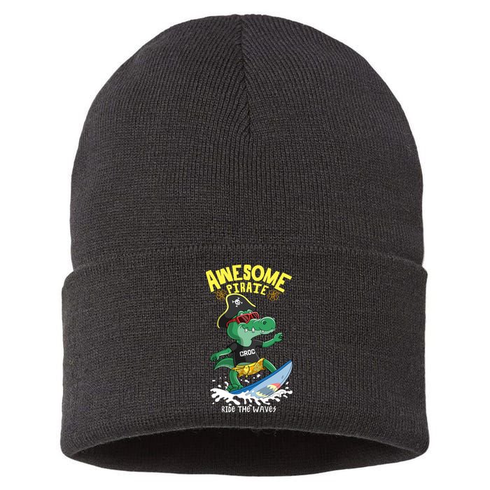 Cool Crocodile Surfing Sustainable Knit Beanie