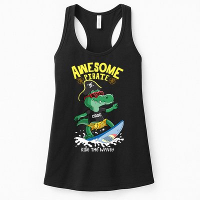 Cool Crocodile Surfing Womens Tank Top