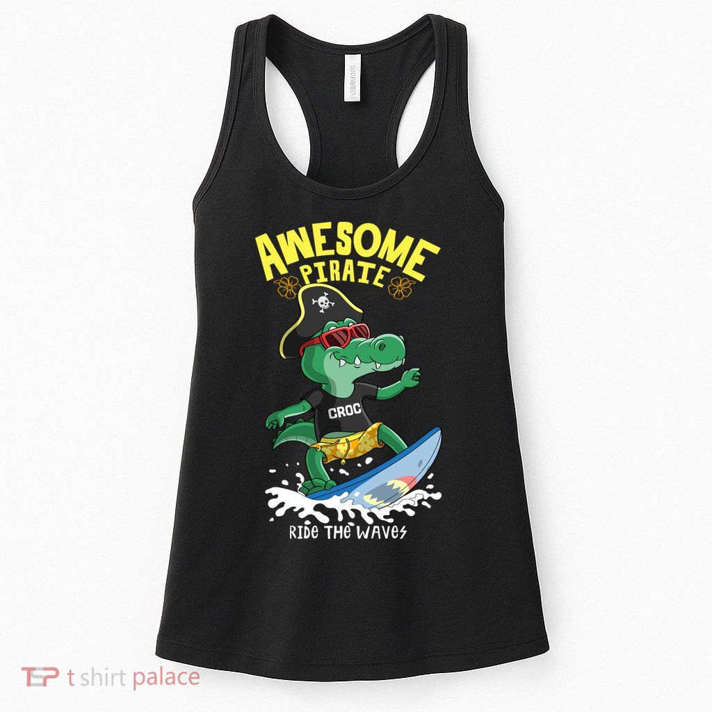Cool Crocodile Surfing Womens Tank Top