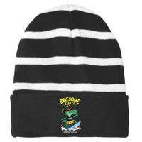 Cool Crocodile Surfing Striped Beanie with Solid Band