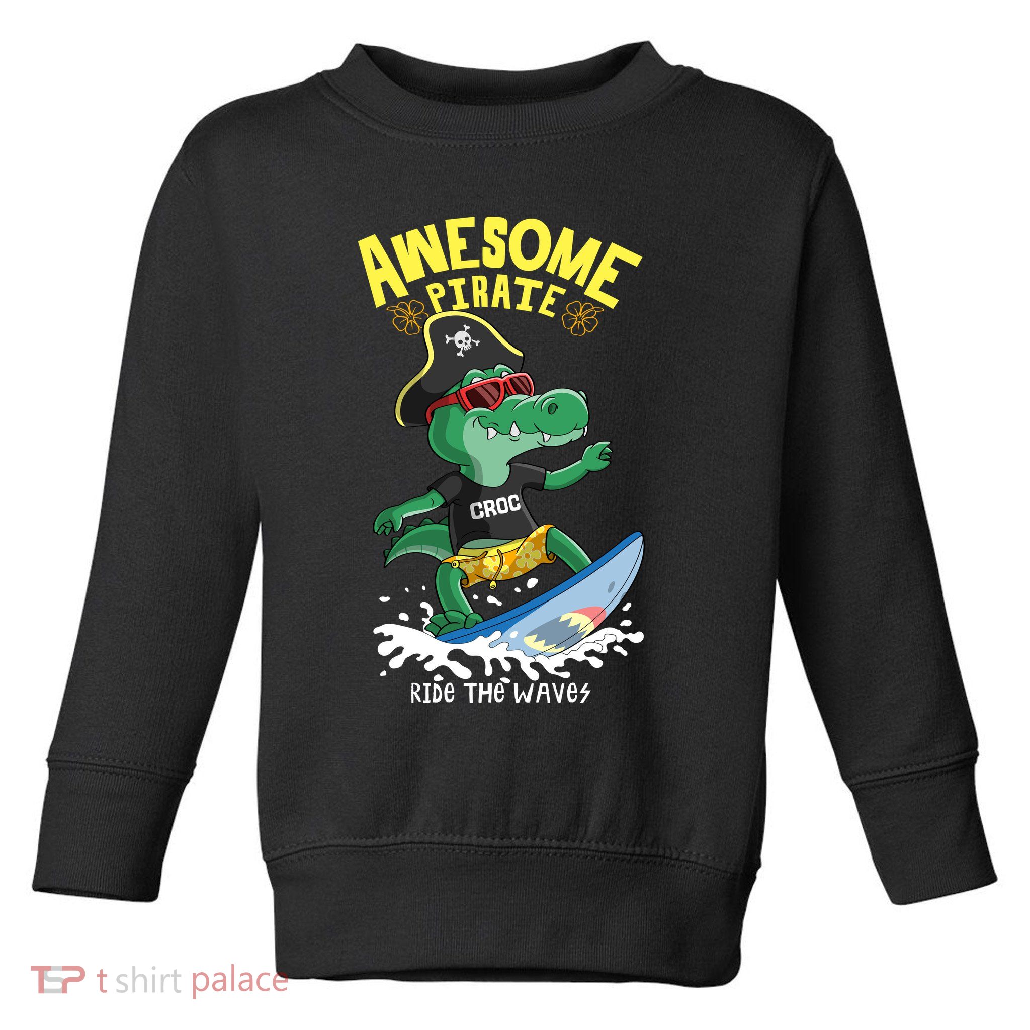 Cool Crocodile Surfing Toddler Sweatshirt