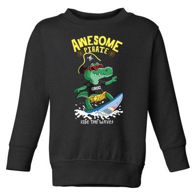 Cool Crocodile Surfing Toddler Sweatshirt