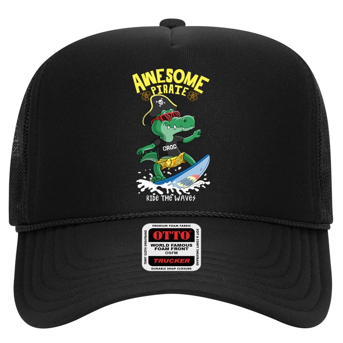 Cool Crocodile Surfing Trucker Hat