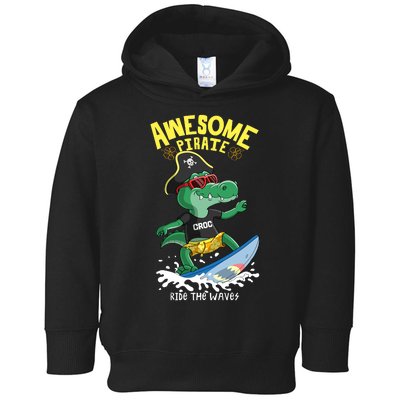 Cool Crocodile Surfing Toddler Hoodie