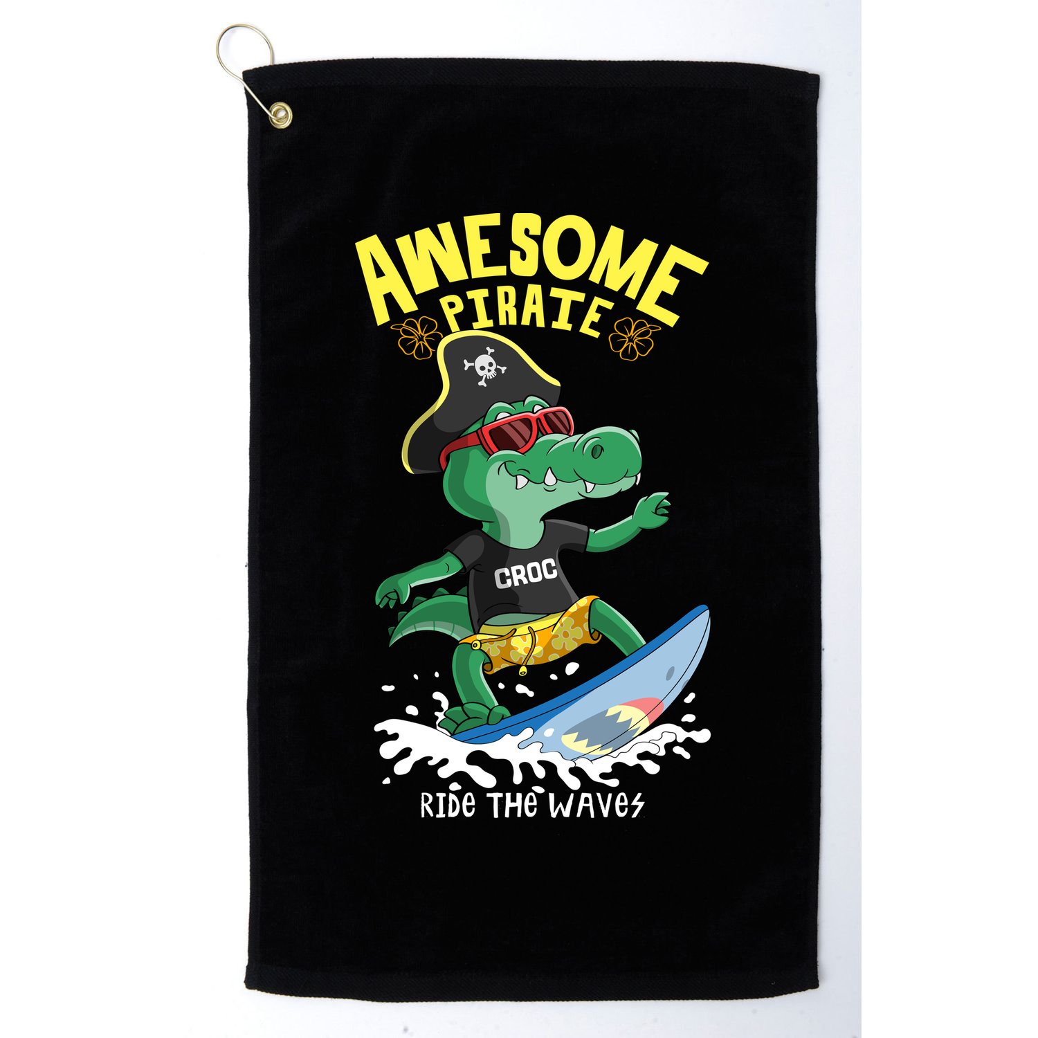 Cool Crocodile Surfing Golf Towel