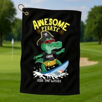 Cool Crocodile Surfing Golf Towel