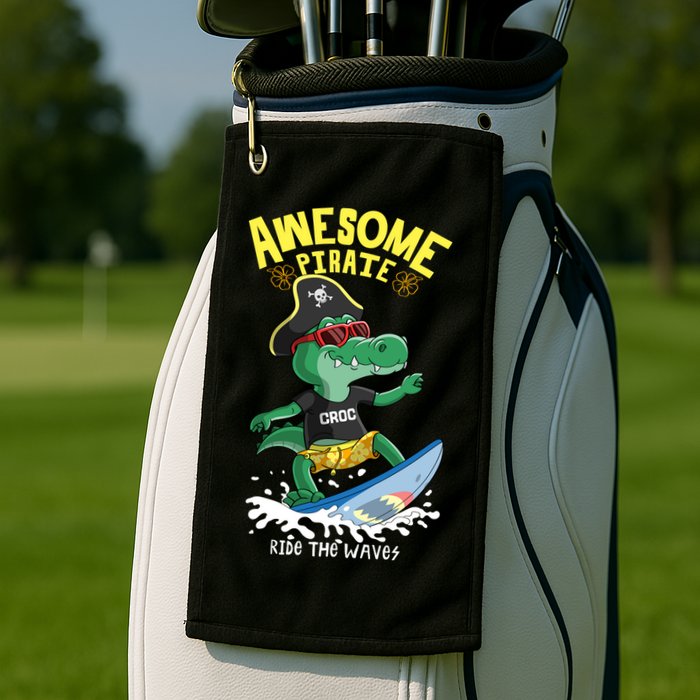 Cool Crocodile Surfing Golf Towel