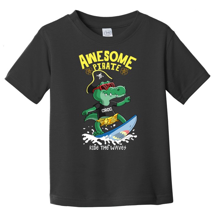 Cool Crocodile Surfing Toddler T-Shirt