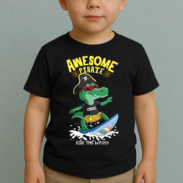 Cool Crocodile Surfing Toddler T-Shirt