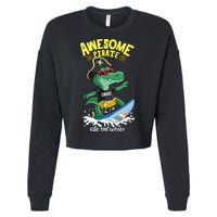 Cool Crocodile Surfing Cropped Pullover Crew