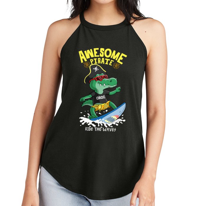 Cool Crocodile Surfing Women's Perfect Tri Rocker Tank