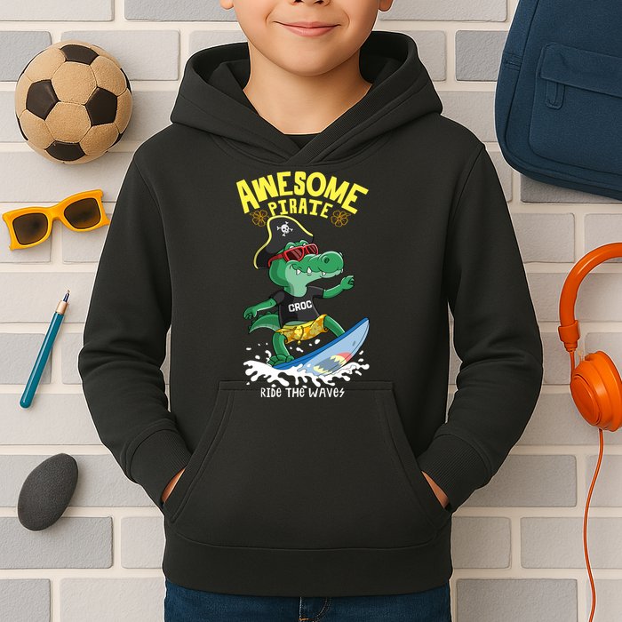 Cool Crocodile Surfing Kids Hoodie