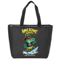 Cool Crocodile Surfing Zip Tote Bag