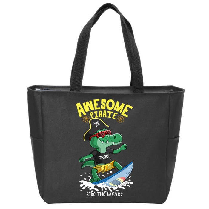 Cool Crocodile Surfing Zip Tote Bag