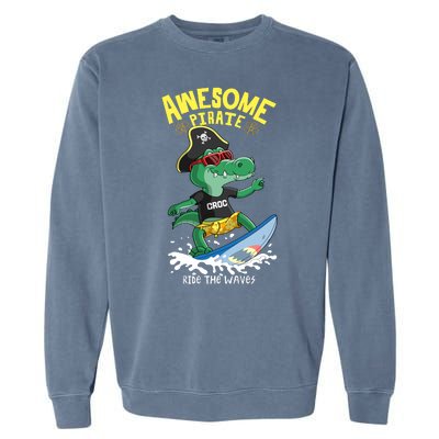 Cool Crocodile Surfing Garment-Dyed Sweatshirt