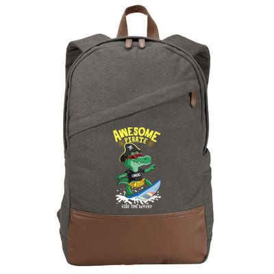 Cool Crocodile Surfing Cotton Canvas Backpack