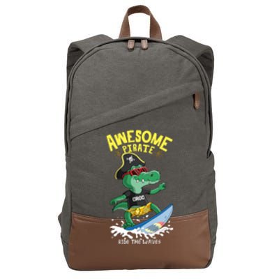 Cool Crocodile Surfing Cotton Canvas Backpack