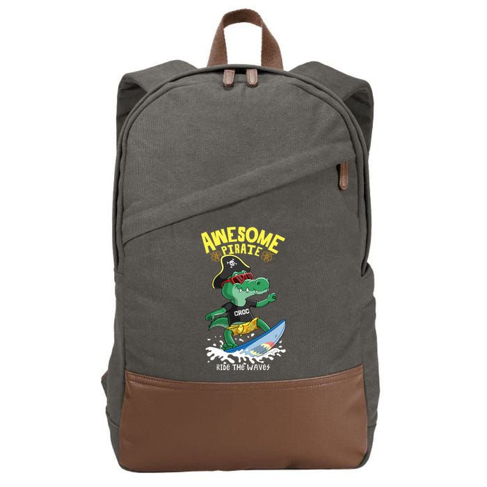 Cool Crocodile Surfing Cotton Canvas Backpack