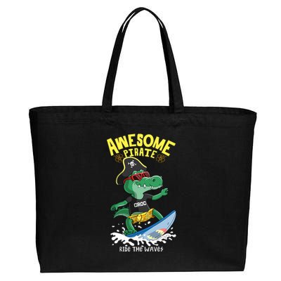 Cool Crocodile Surfing Cotton Canvas Jumbo Tote