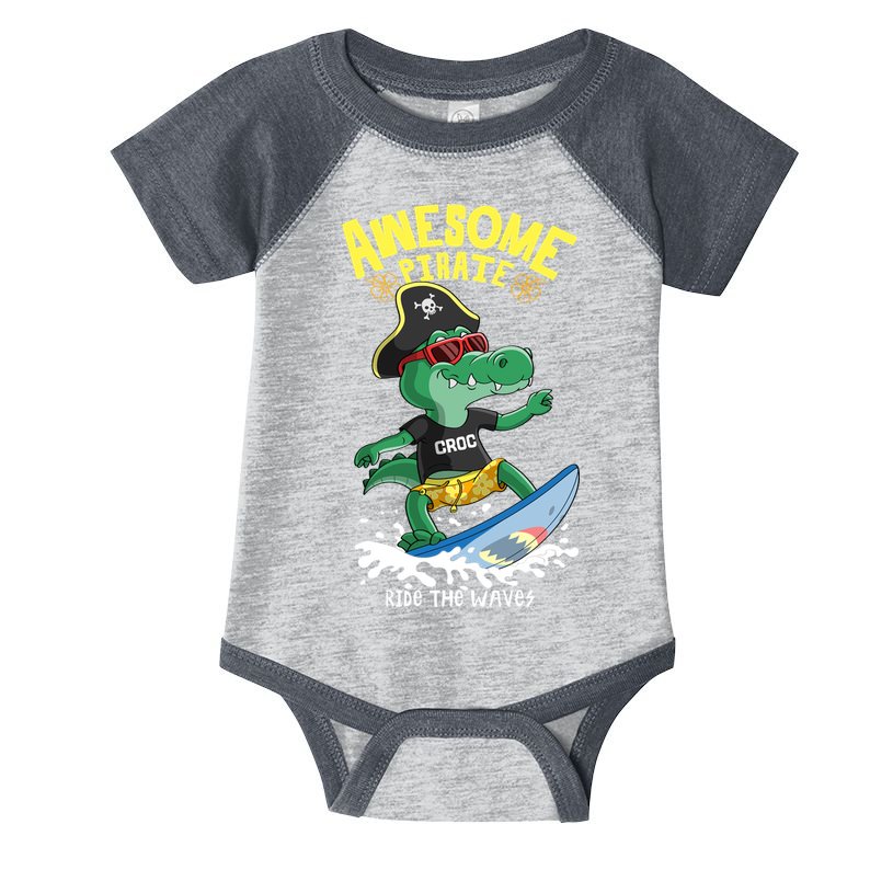 Cool Crocodile Surfing Infant Baby Jersey Bodysuit