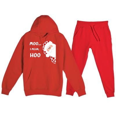 Christmas Cow Santa Moo I Mean Hoo Funny Family Matching Gift Premium Hooded Sweatsuit Set