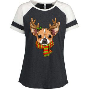 Chihuahua Christmas Santa Clause Dog Reindeer Xmas Dog Lover Enza Ladies Jersey Colorblock Tee