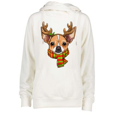 Chihuahua Christmas Santa Clause Dog Reindeer Xmas Dog Lover Womens Funnel Neck Pullover Hood